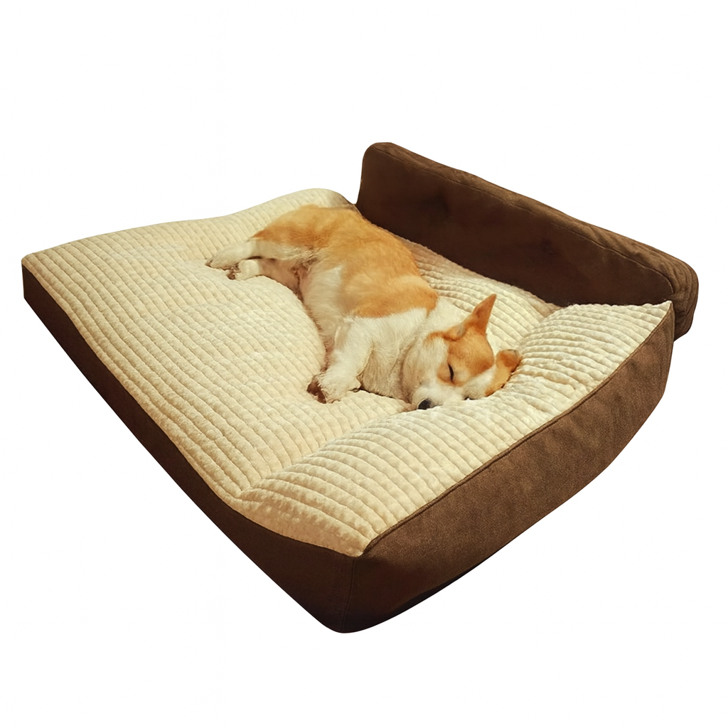 Dog Sofa Bed Quilted Plush Deep Cushion Bolster Washable Pet Bed