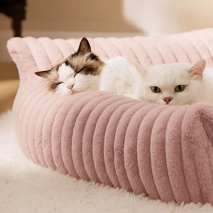 Cat Sofa Bed Plush Bolster Lounger with Raised Sides