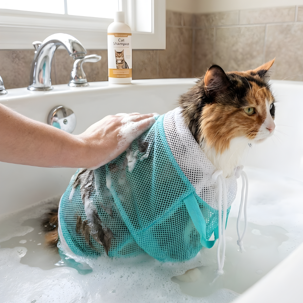 Cat Bathing Bag Mesh Grooming Restraint Bag for Washing