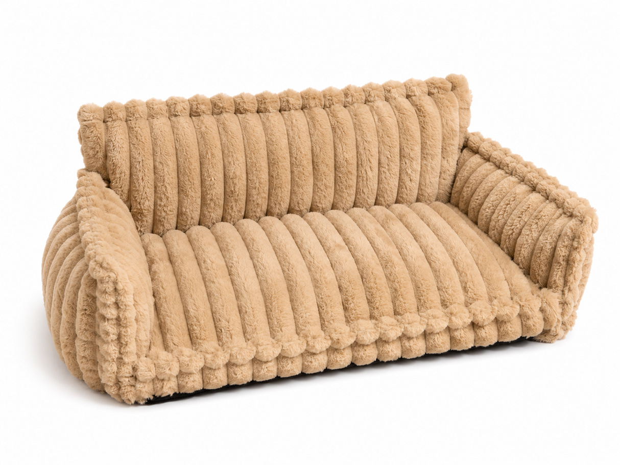 Durable Large Plush Dog Sofa Bed with Bolster Sides
