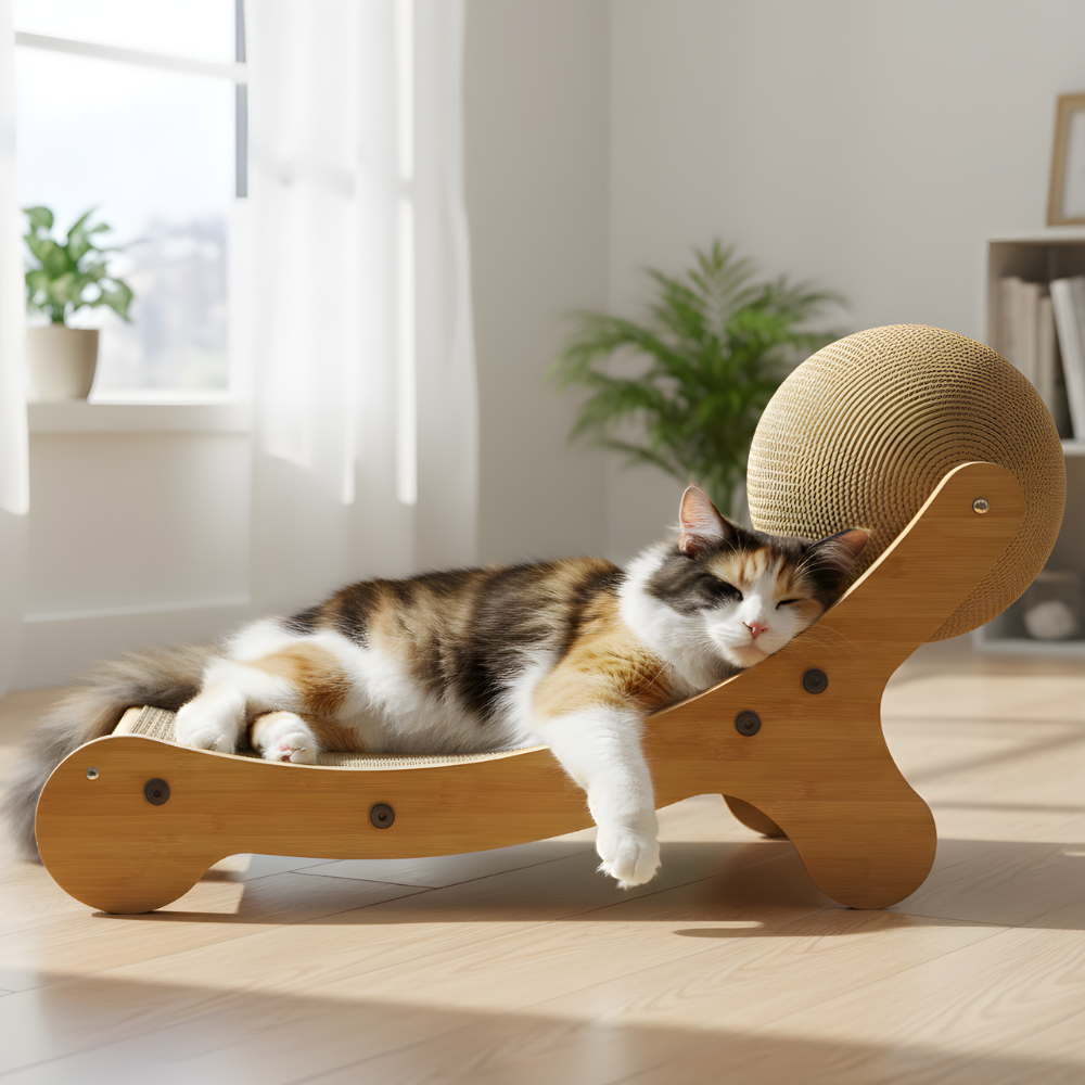 Cat Scratcher Lounge Board Wooden Sisal Ball Indoor Play