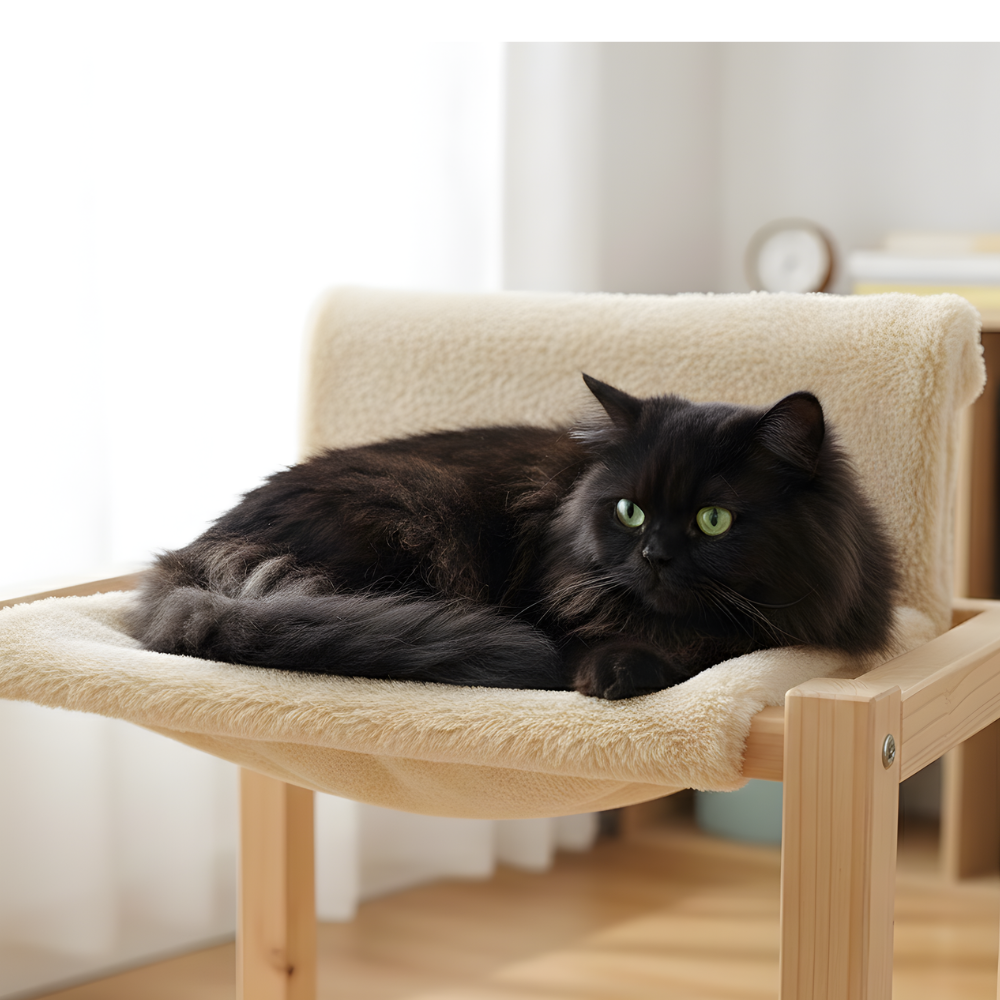 Raised Cat Hammock Bed Indoor Wooden Pet Cot