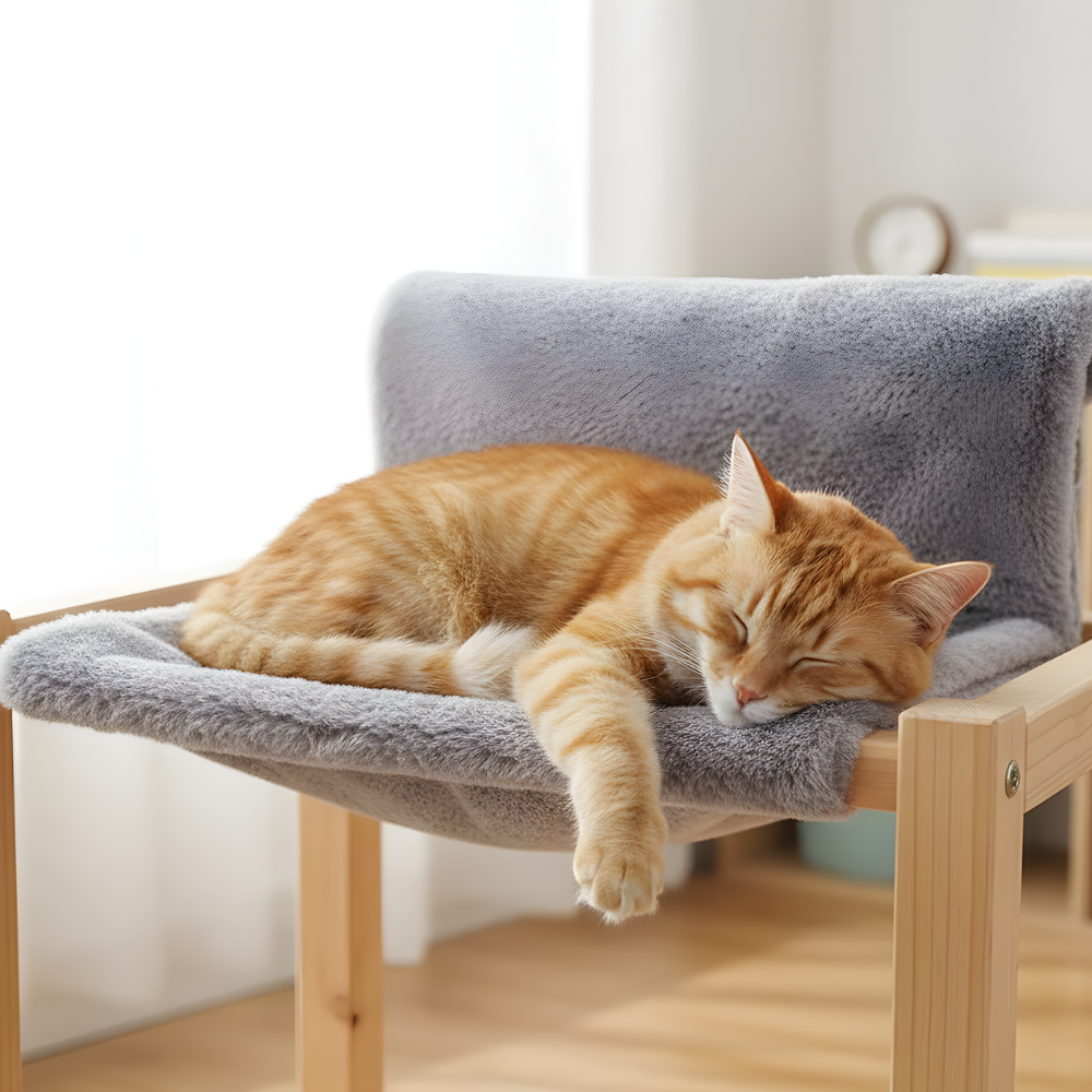 Raised Cat Hammock Bed Indoor Wooden Pet Cot