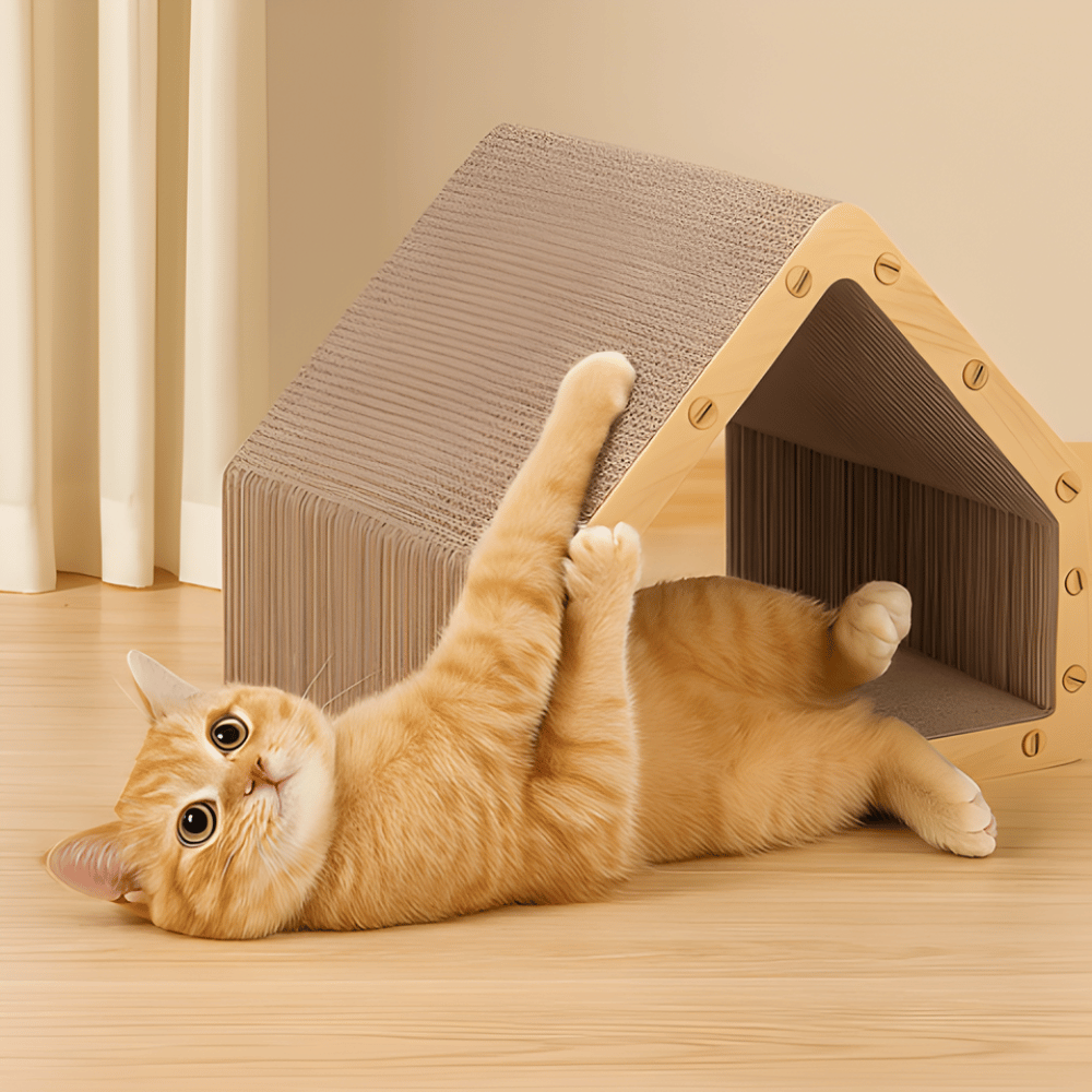 Cat Scratcher House Cardboard Hideaway Play Cave