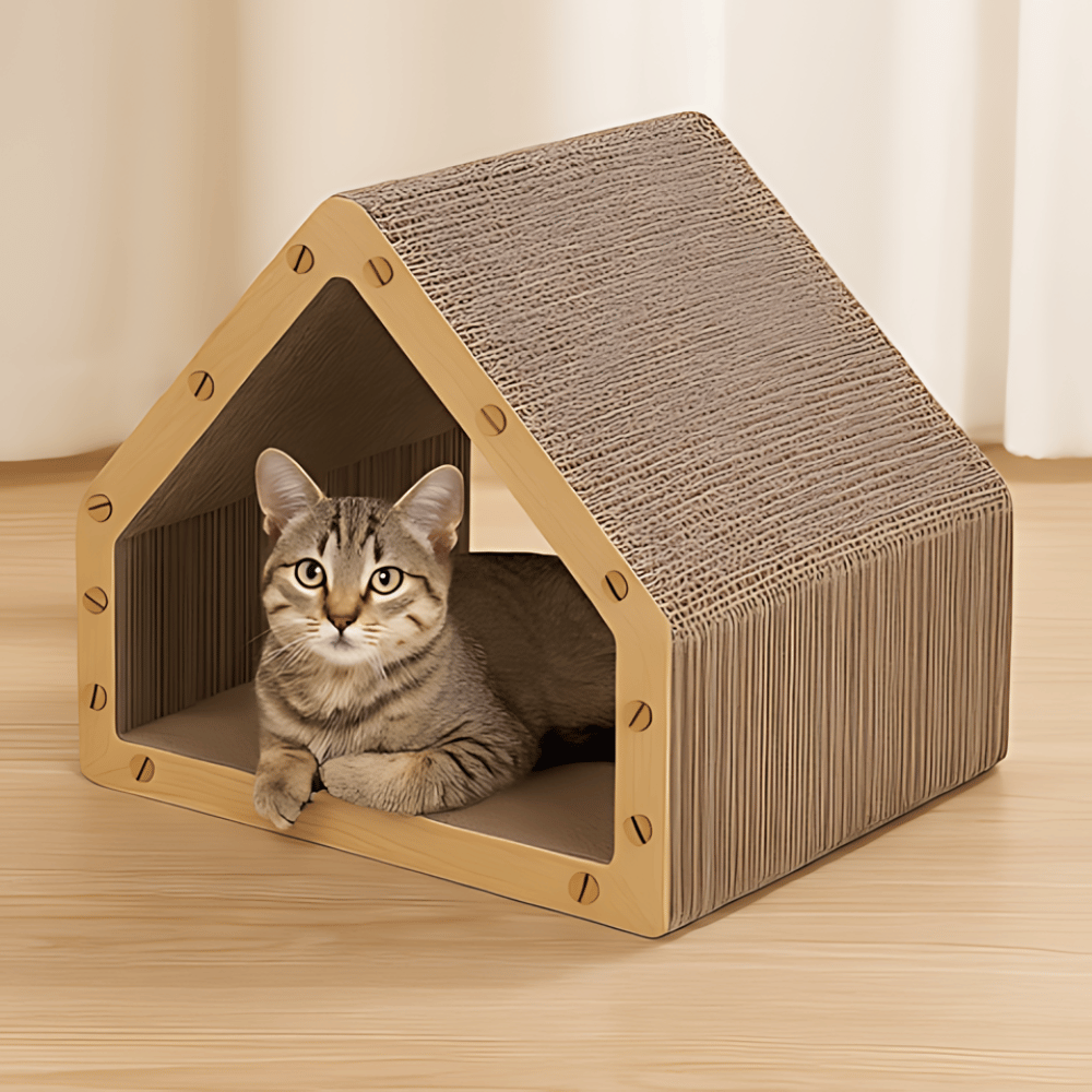 Cat Scratcher House Cardboard Hideaway Play Cave