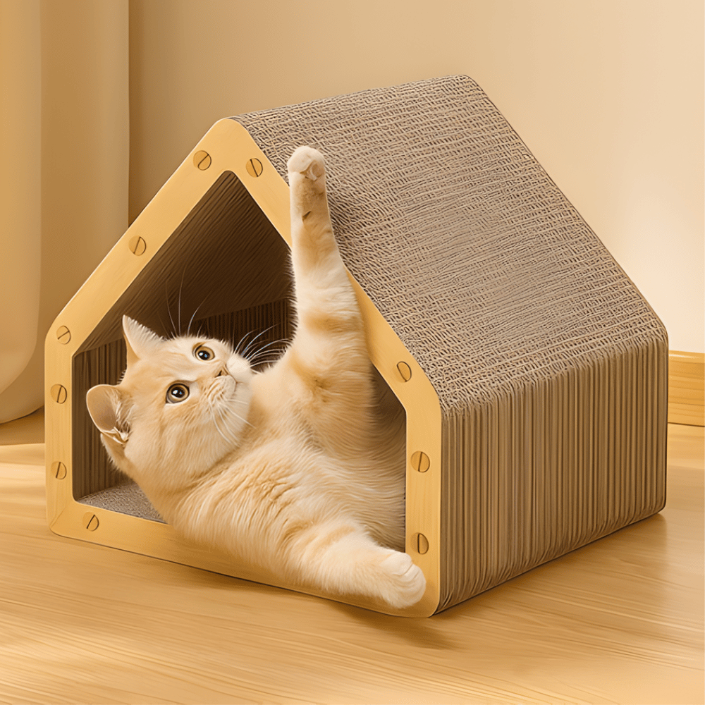 Cat Scratcher House Cardboard Hideaway Play Cave