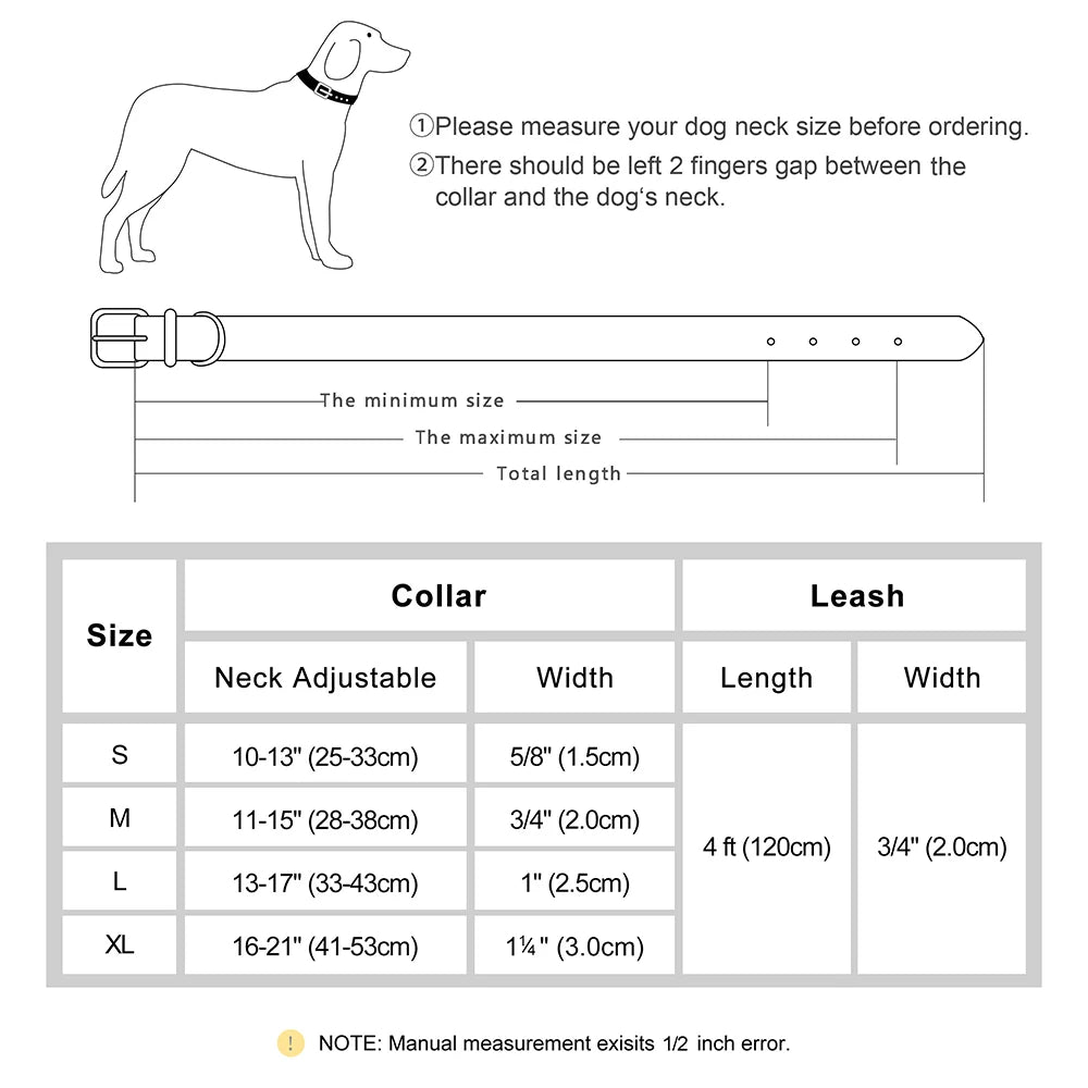 Dog Collar and Leash Set Velvet For All Dog Sizes