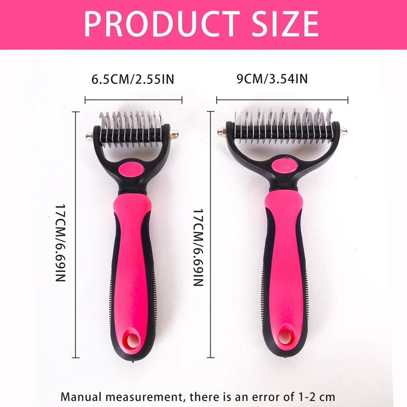 Pet Grooming Brush - Double Sided Dog and Cat Hair Grooming Brush