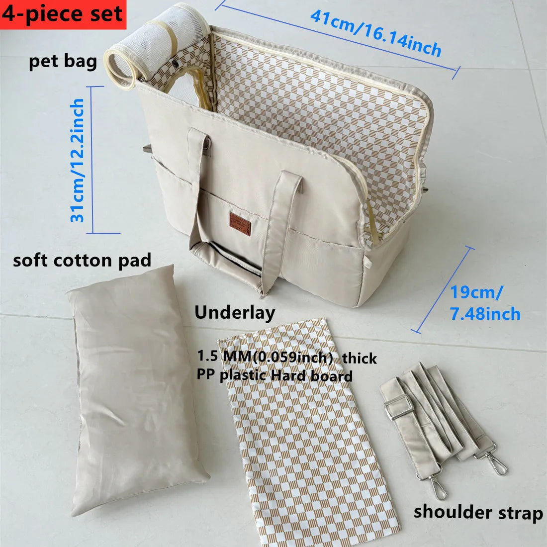 Dog Carrier Tote Bag Hands Free Shoulder For Travel