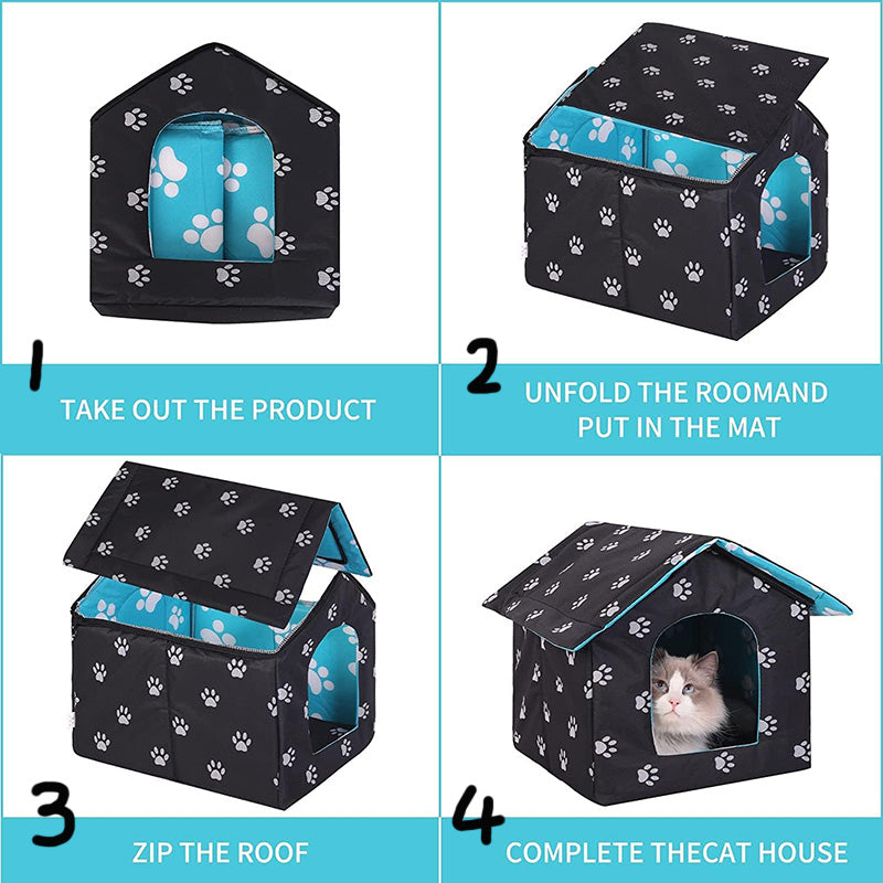 Cat House Tent Indoor Pet Hideaway with Window Bed