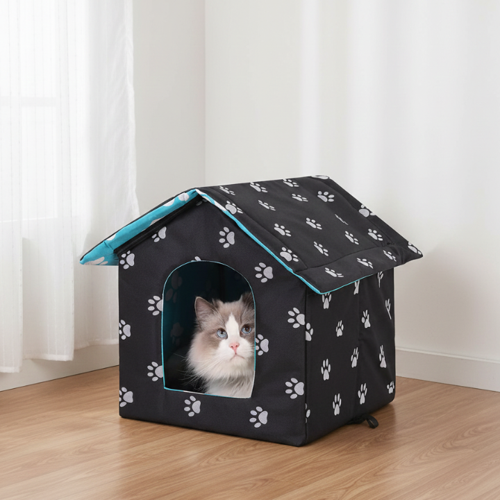 Cat House Tent Indoor Pet Hideaway with Window Bed