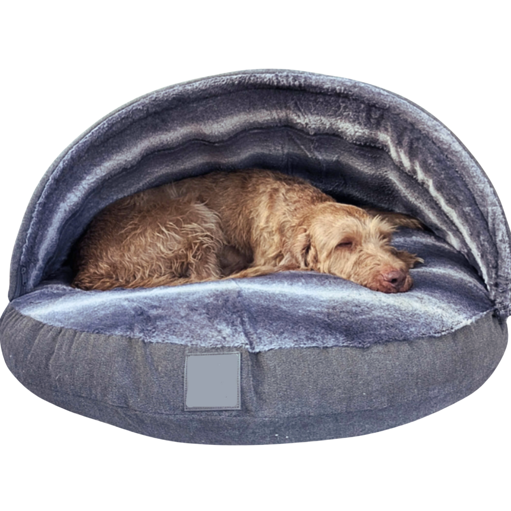 Dog Cave Bed Hooded Plush Extra Cosy Burrow Washable Pet Bed