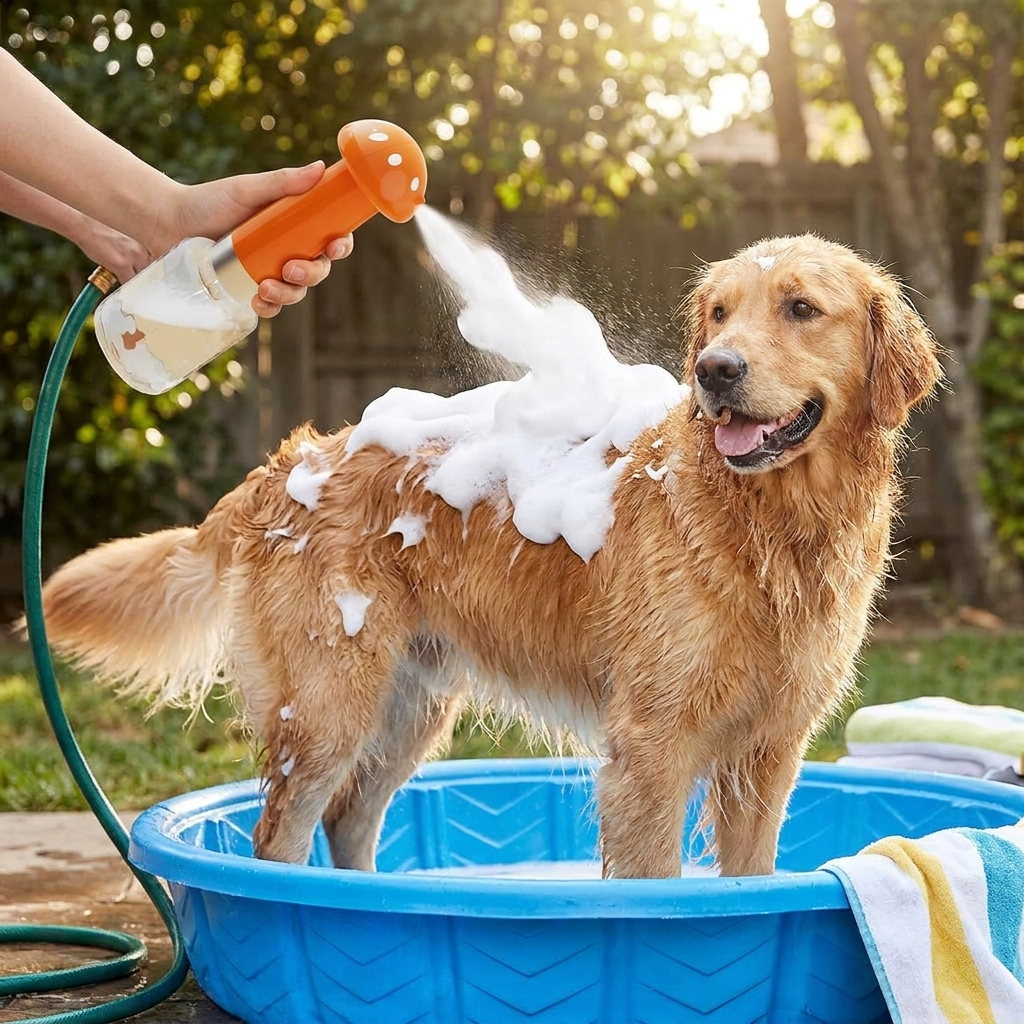 Dog Bath Sprayer Shampoo Foam Dispenser Grooming Shower