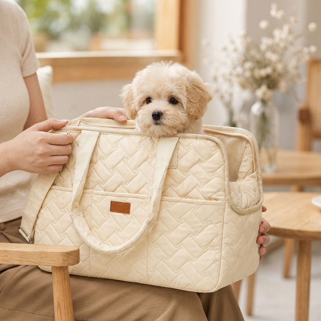 Dog Carrier Bag Quilted Travel Tote with Handles