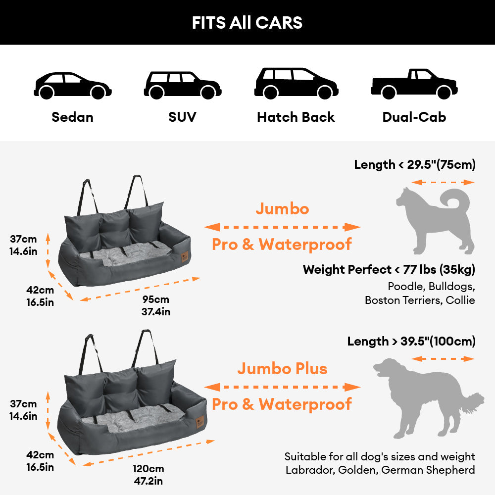 Safety Waterproof Bolster Large Dog Car Seat Bed