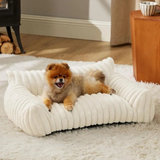Cat Sofa Bed Plush Bolster Lounger with Raised Sides