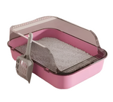 Cat Litter Tray Box High Sided Semi Open Top With Anti Scatter Grid Entry
