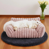 Cat Sofa Bed Plush Bolster Lounger with Raised Sides