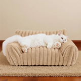 Cat Sofa Bed Plush Bolster Lounger with Raised Sides