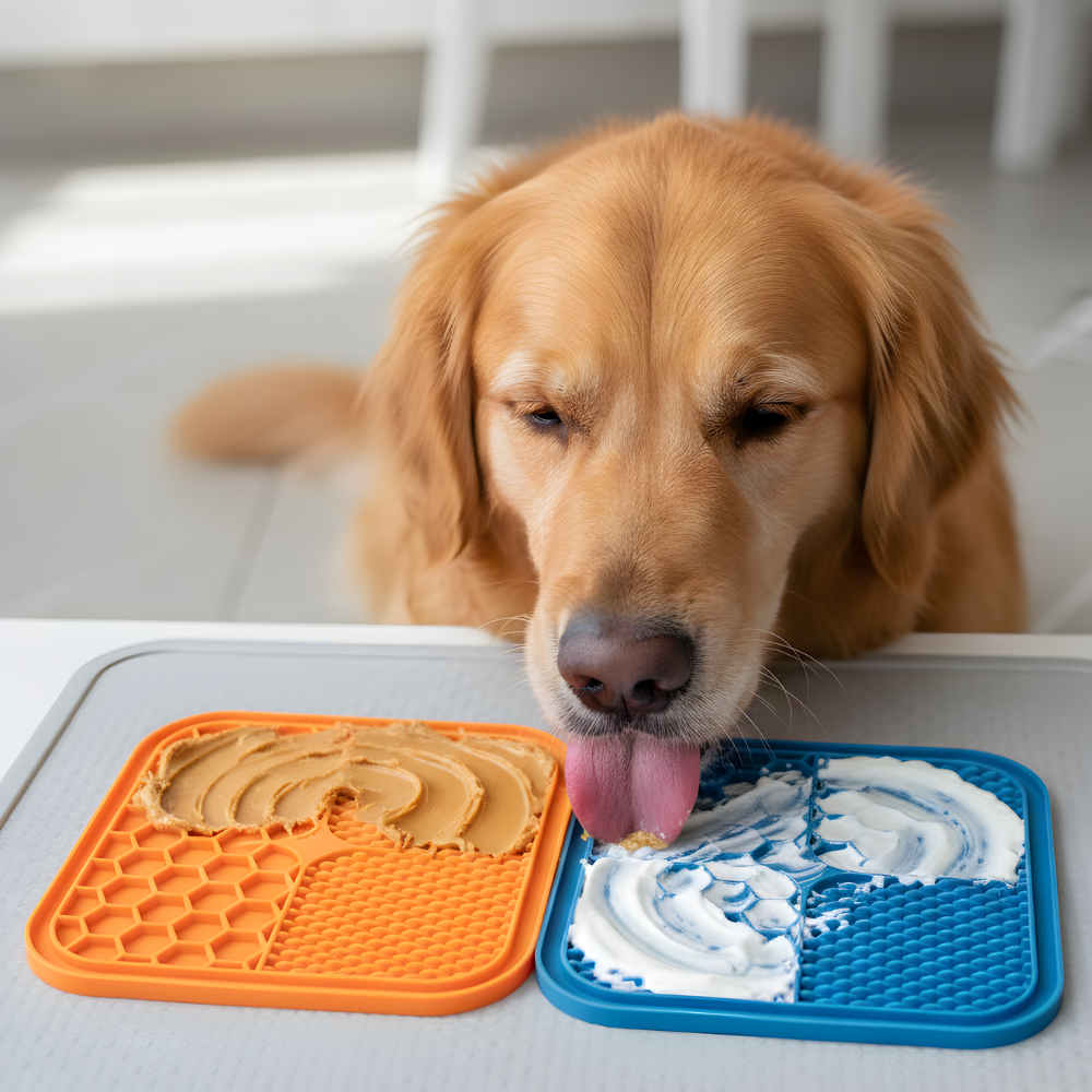Dog Lick Mat Slow Feeder Silicone Pad (2 Pack Set)