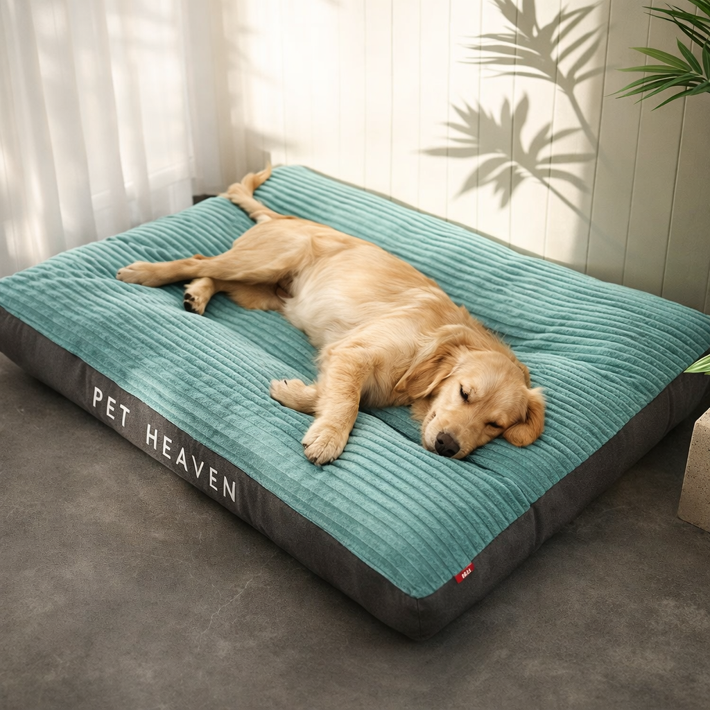 Large Corduroy Dog Bed Thick Cushion Washable Pet Mattress