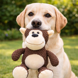 Dog Plush Squeaky Toy Soft Animal Chew Toy with Rope Tail