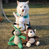 Dog Plush Squeaky Toy Soft Animal Chew Toy with Rope Tail