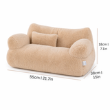 Fluffy Plush Cat Sofa Bed with Bolster Sides and Cushion