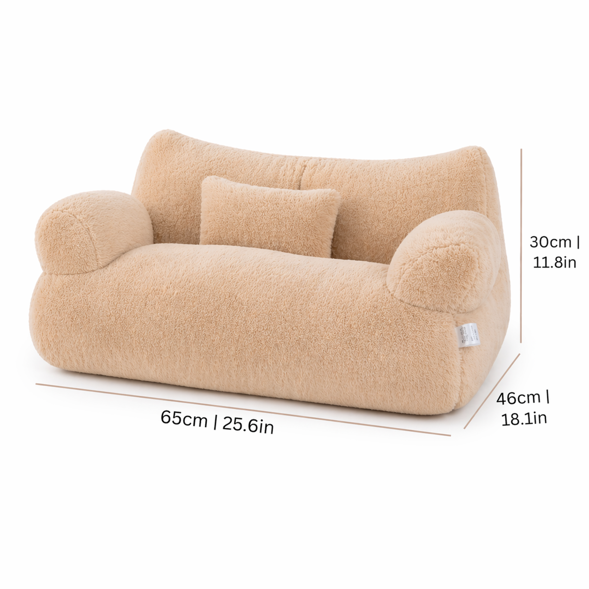 Fluffy Plush Cat Sofa Bed with Bolster Sides and Cushion