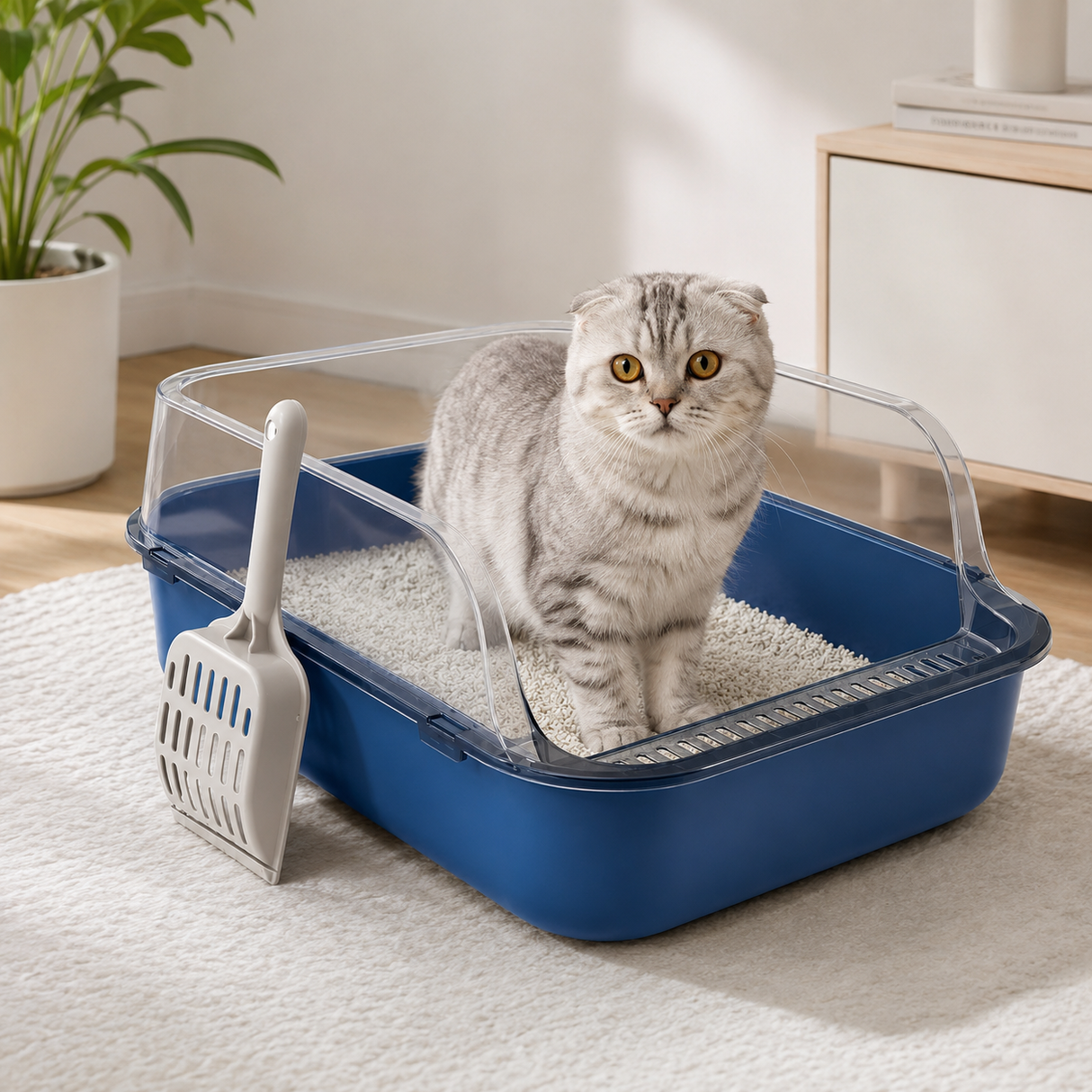 Cat Litter Box - Cat Cleaning Litter Tray