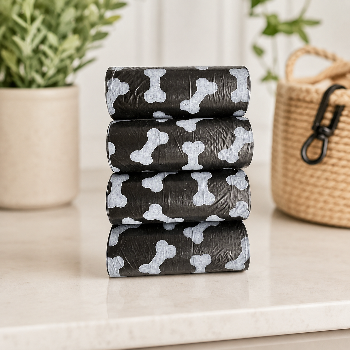 Dog Waste Bags - 4Rolls/60Pcspcs Portable Doggie Bags, Outdoor Poop Bags, Leak Proof Bags
