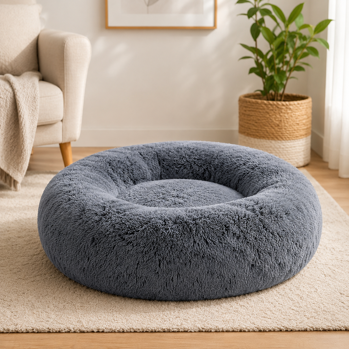Dog Bed - Calming Plush Soft Dog Bed