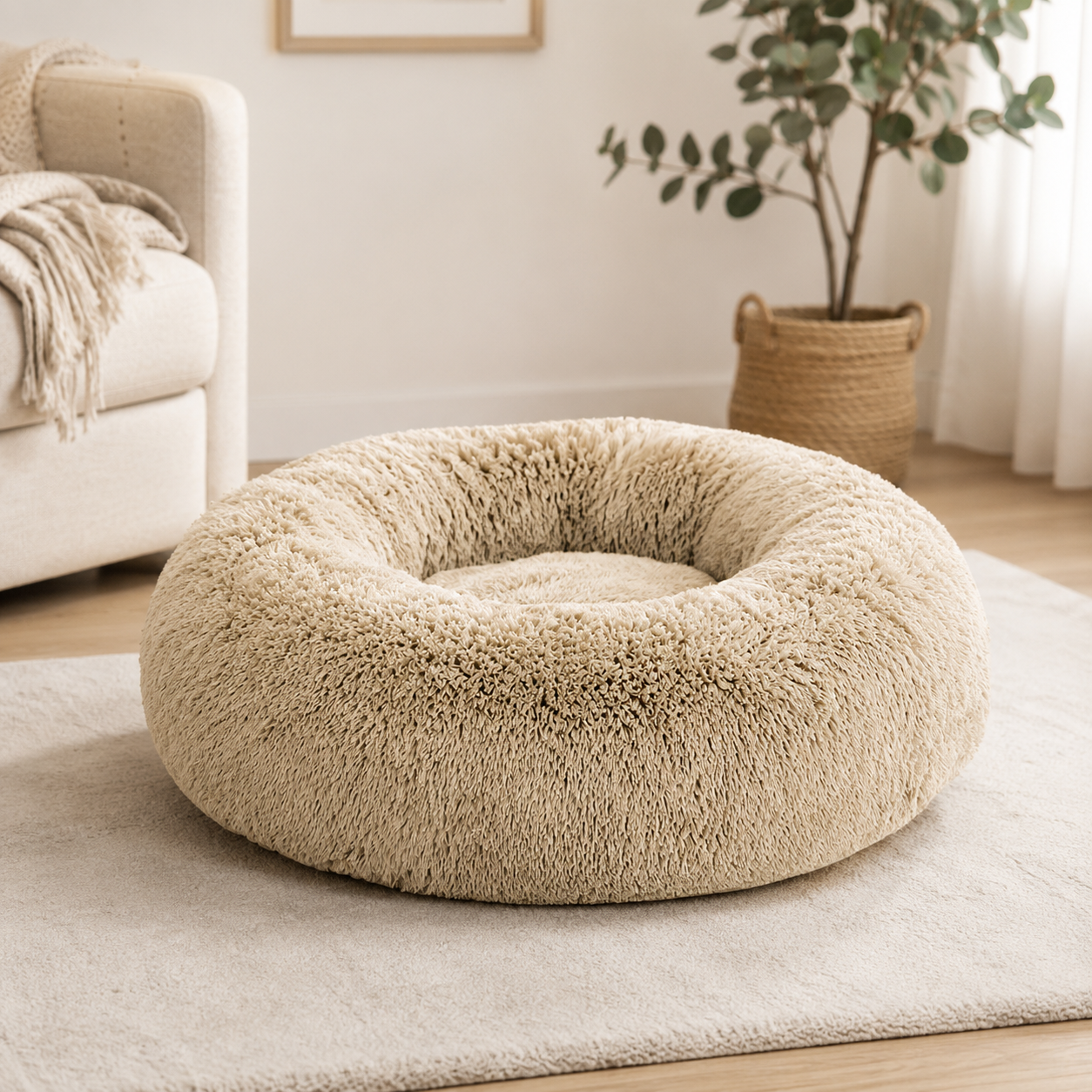 Dog Bed - Calming Plush Soft Dog Bed