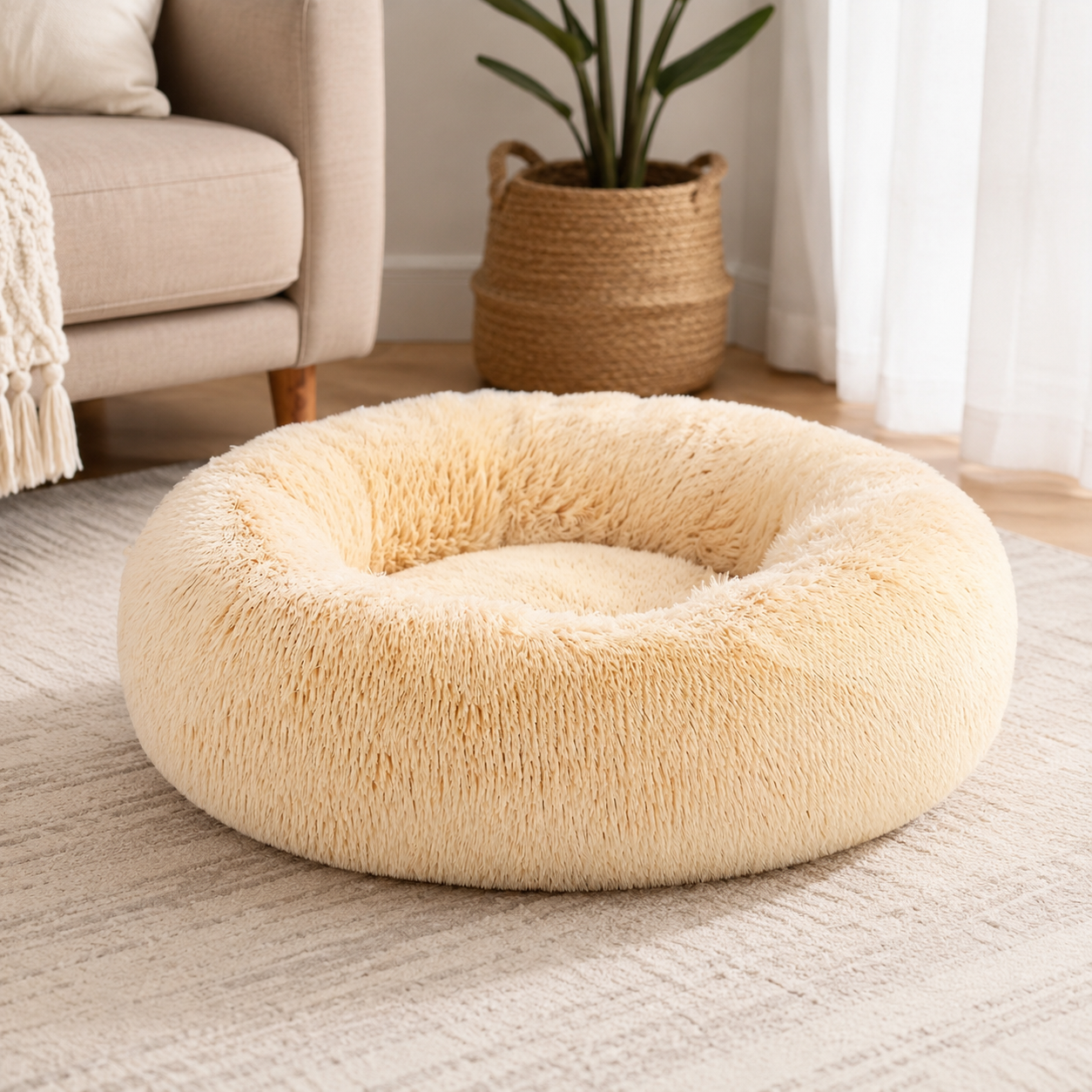 Dog Bed - Calming Plush Soft Dog Bed