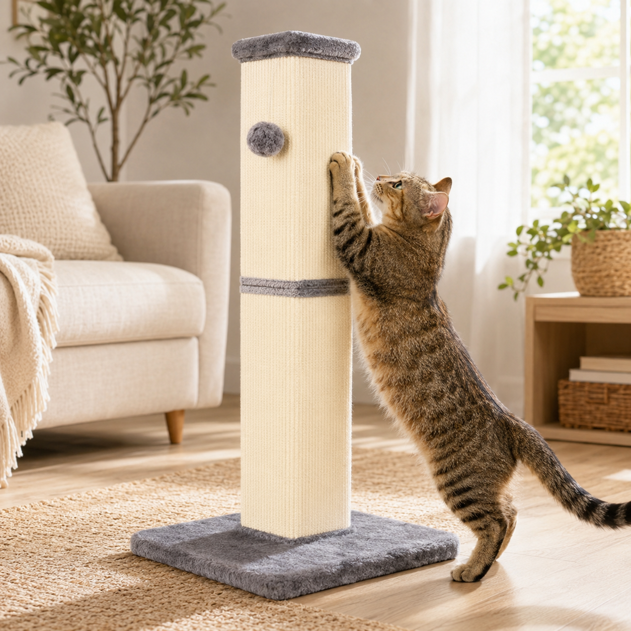 Tall Cat Scratching Post – Natural Sisal Pole for Cats