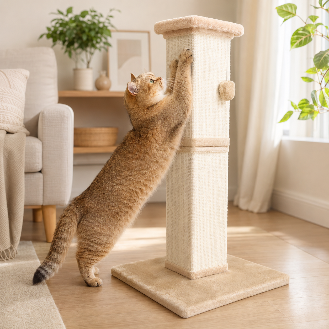 Tall Cat Scratching Post – Natural Sisal Pole for Cats