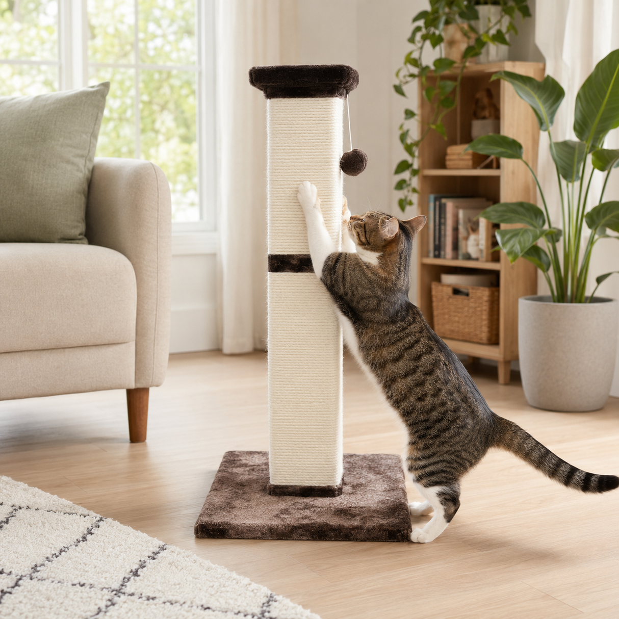 Tall Cat Scratching Post – Natural Sisal Pole for Cats