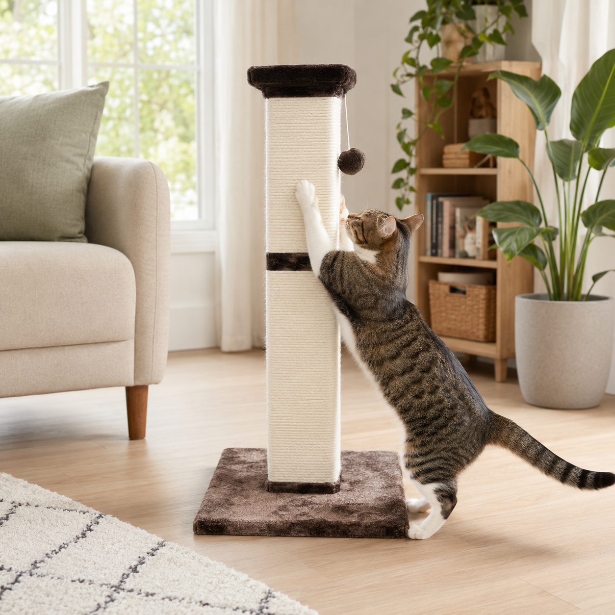 Tall Cat Scratching Post – Natural Sisal Pole for Cats