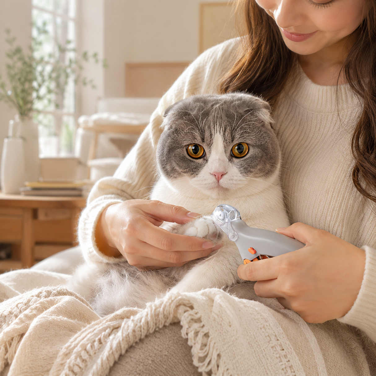 Cat Nail Clippers with LED Light Pet Claw Trimmer Tool