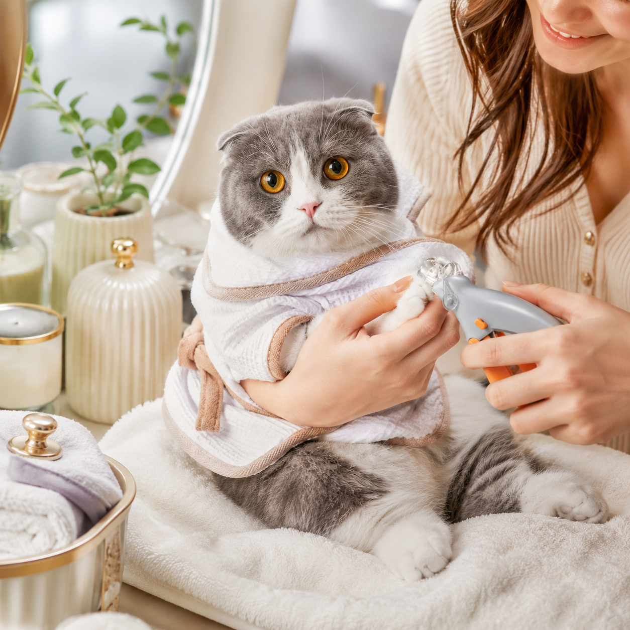 Cat Nail Clippers with LED Light Pet Claw Trimmer Tool