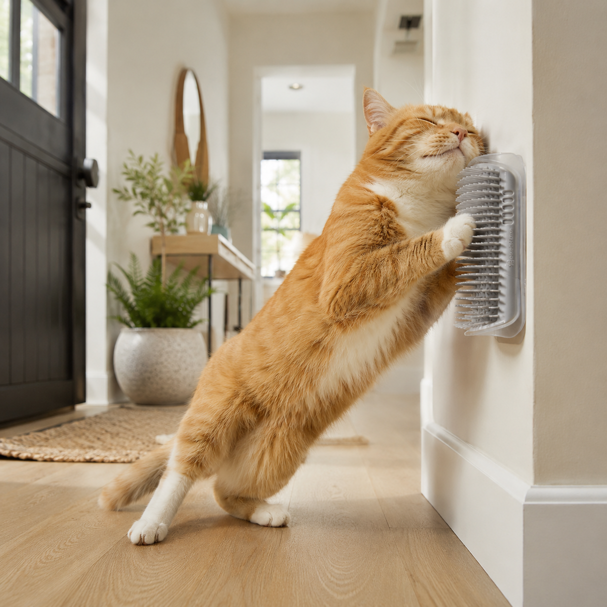 Cat Wall Scratcher Self Grooming Brush Corner Massage Tool