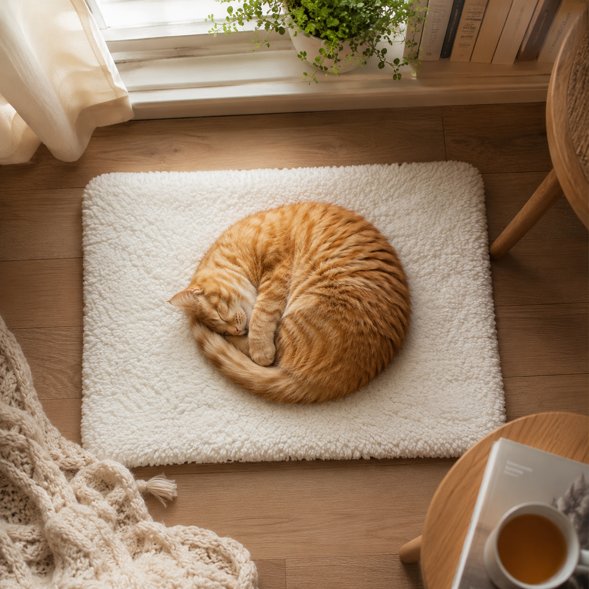 Cat Sleeping Mat Soft Fluffy Pet Bed Rug Indoor Floor Pad