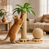 Cat Scratching Post Sisal Palm Tree with Scratch Ball And Wooden Toy Base