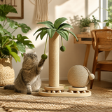 Cat Scratching Post Sisal Palm Tree with Scratch Ball And Wooden Toy Base