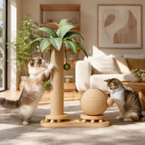Cat Scratching Post Sisal Palm Tree with Scratch Ball And Wooden Toy Base