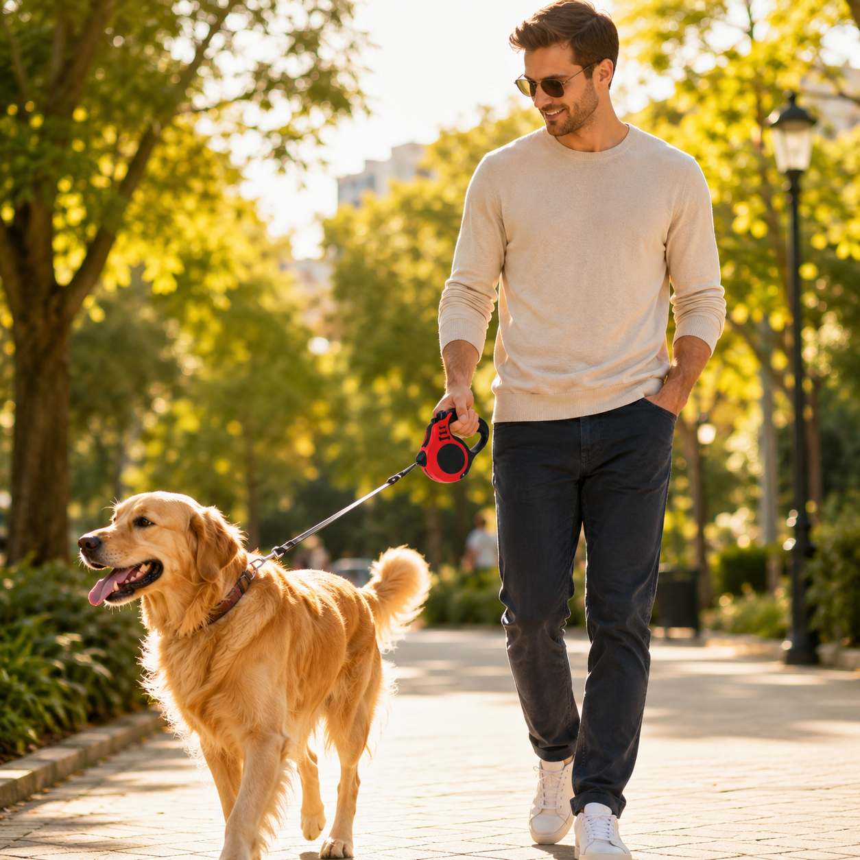 Retractable Dog Leash With One Button Brake Lock