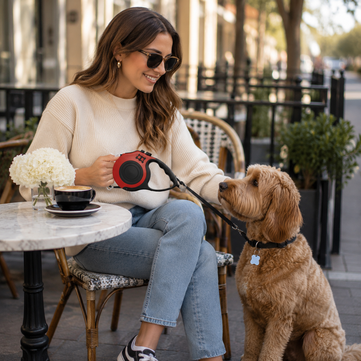 Retractable Dog Leash With One Button Brake Lock