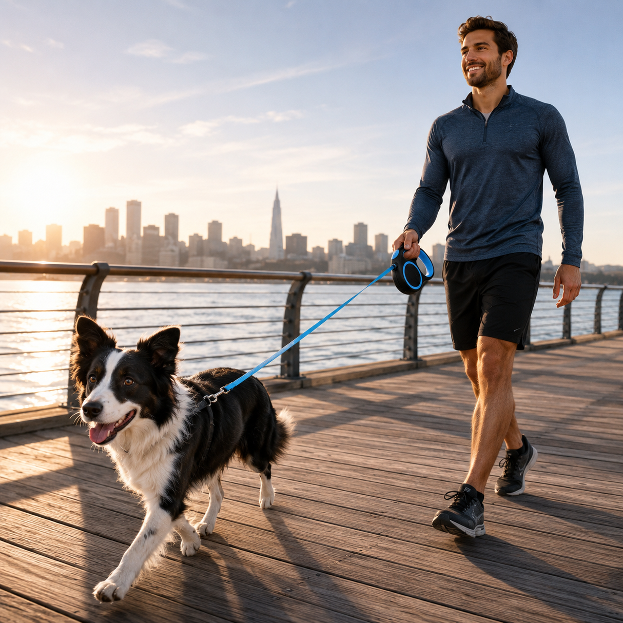 Retractable Dog Leash Ergonomic Loop Handle With Auto Lock