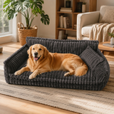 Durable Large Plush Dog Sofa Bed with Bolster Sides
