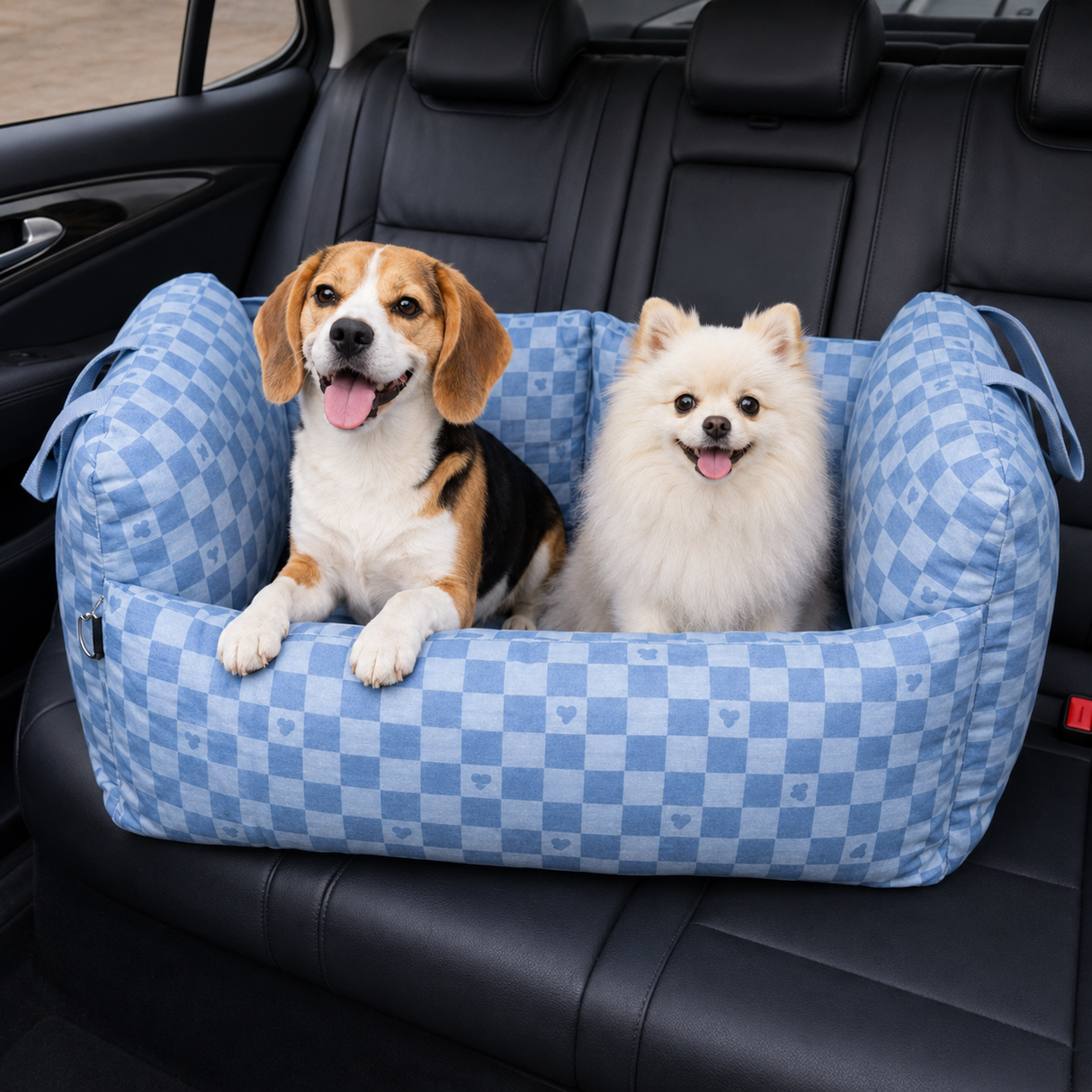 Dog Car Seat - Adjustable Leads Cosy Travel Dog Carrier